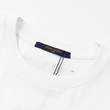 Close-up detail shot of Louis Vuitton cotton t-shirt with logo-detail design
