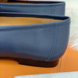 Hermès Chocolate Brown Classic Ballet Flats - Heel Detail View