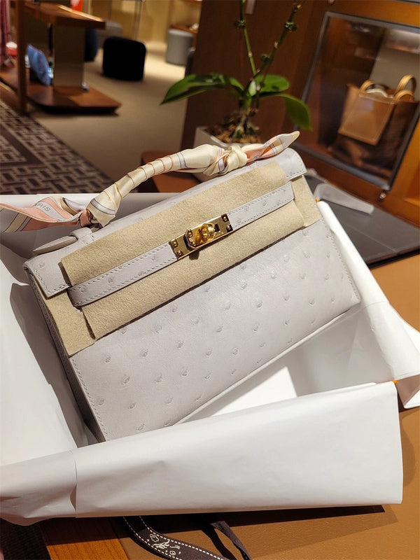 Side view of refined structured handbag