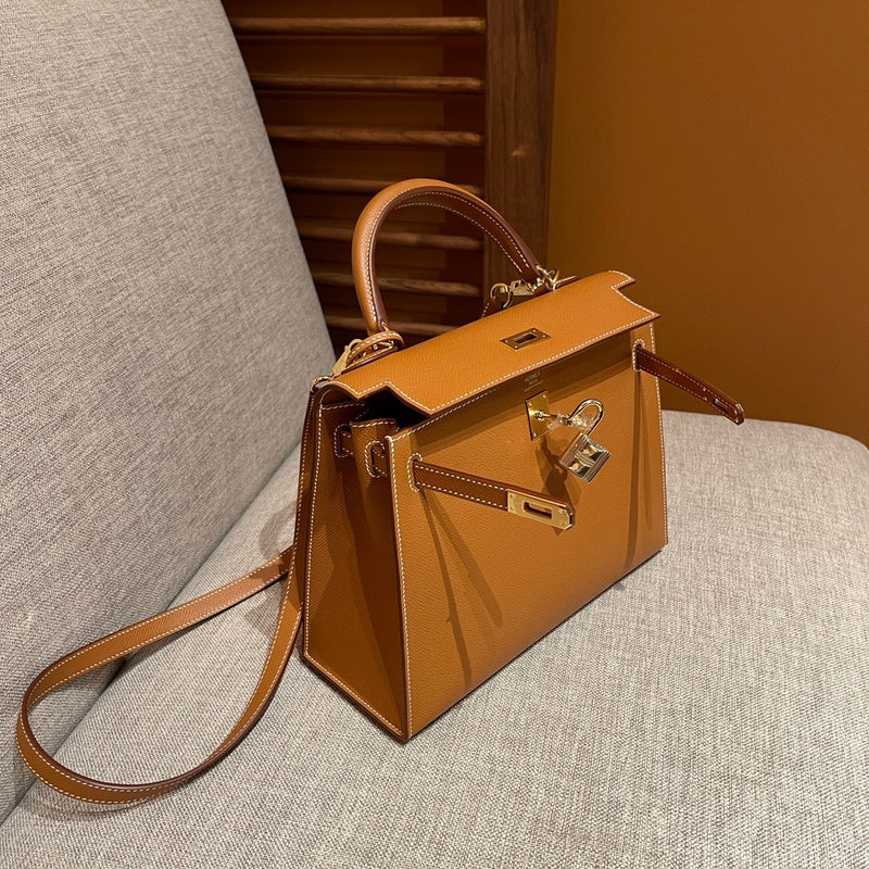 Side view of sculpted structured handbag
