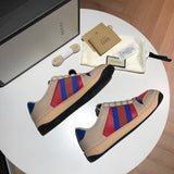 Side profile of Gucci crisp white sneakers heritage-inspired look