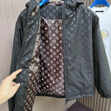 Close-up detail shot of Louis Vuitton luxury clothing with streetwear-inspired cut