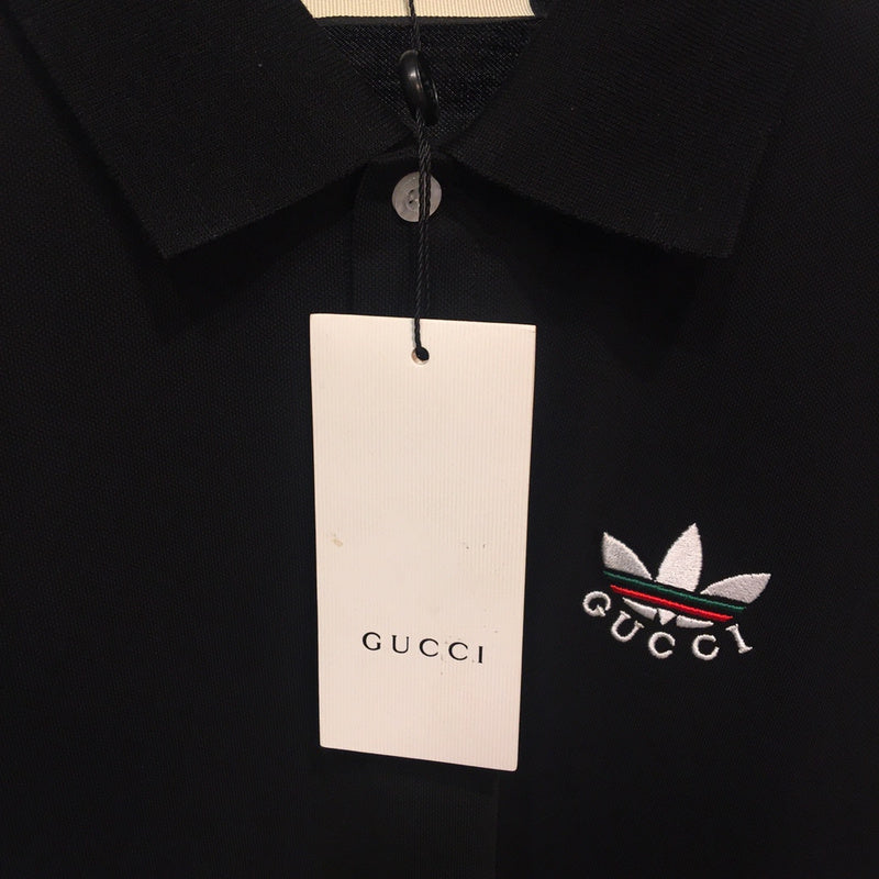 Front view of Gucci luxury clothing with monogram-inspired silhouette