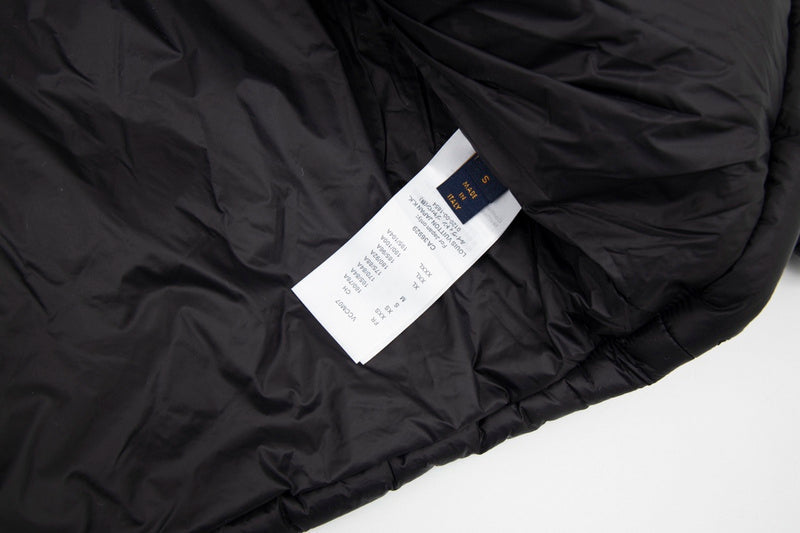 Side profile of Louis Vuitton luxury clothing with monogram-inspired silhouette
