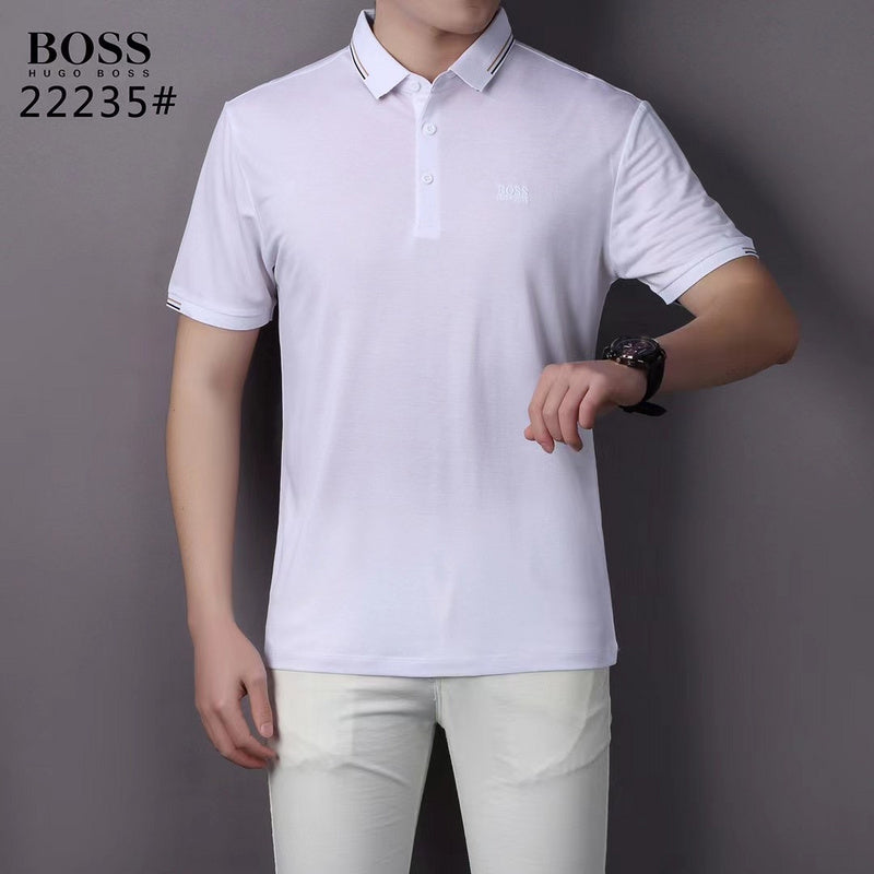 Close-up detail shot of Polo cotton polo shirt with logo-detail design