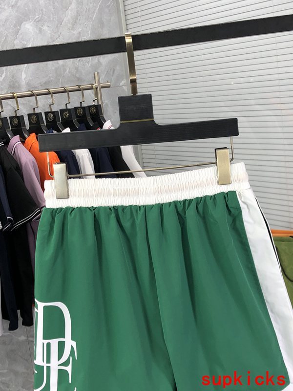 Front view of Rhude luxury clothing with label-forward styling