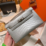 Side view of minimalist structured handbag