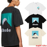 Back view of Rhude luxury clothing with contemporary cut