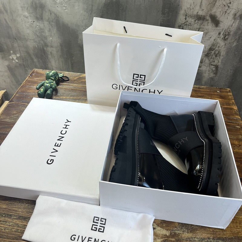 Givenchy Chocolate Brown Combat Boots - Toe Detail View