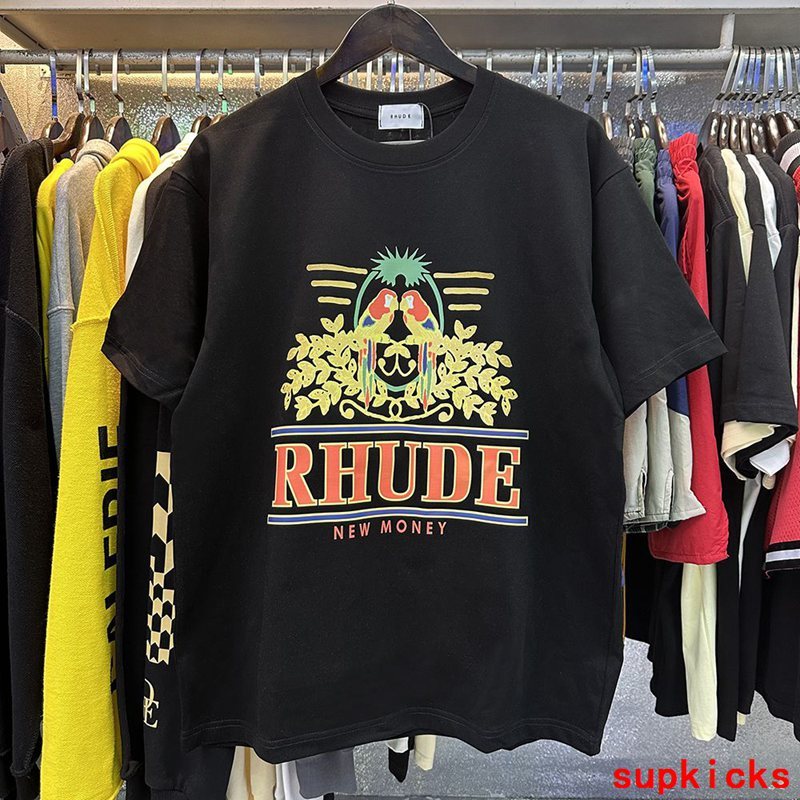 Side profile of Rhude luxury clothing with relaxed-fit cut