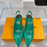 Louis Vuitton Black Block Heel Pumps - Side Profile View