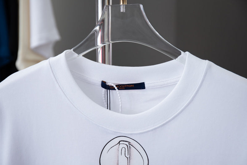 Close-up detail shot of Louis Vuitton cotton t-shirt with relaxed-fit cut