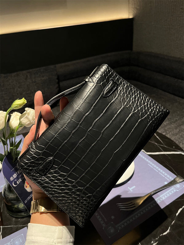 Side view of versatile structured handbag