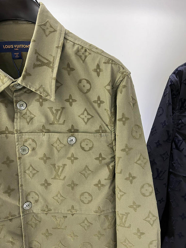 Front view of Louis Vuitton luxury clothing with runway-inspired design
