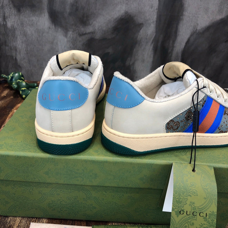 Gucci neutral cream luxury sneakers view 5 breathable knit upper