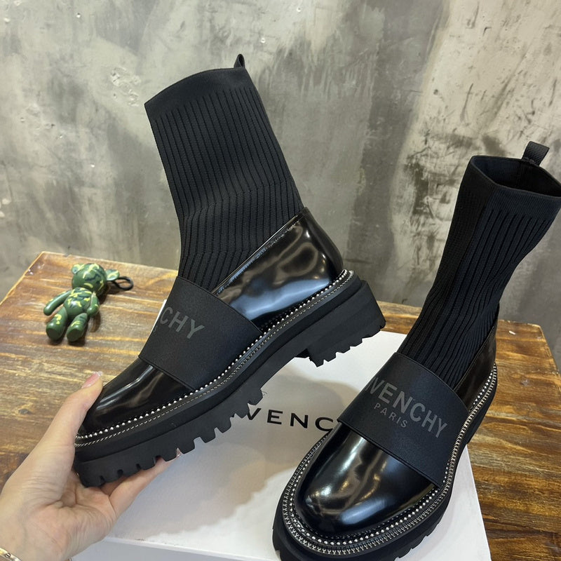 Givenchy Chocolate Brown Combat Boots - Heel Detail View