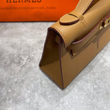 Side view of understated structured handbag