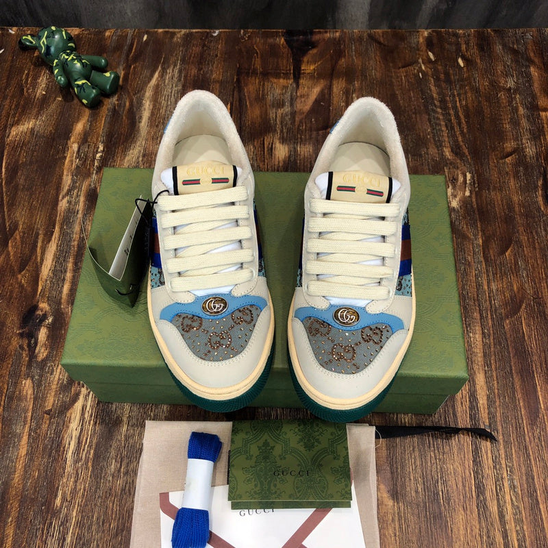 Gucci neutral cream luxury sneakers view 6 breathable knit upper