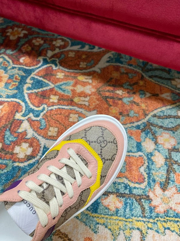 Gucci crisp white luxury sneakers view 7 retro runner design