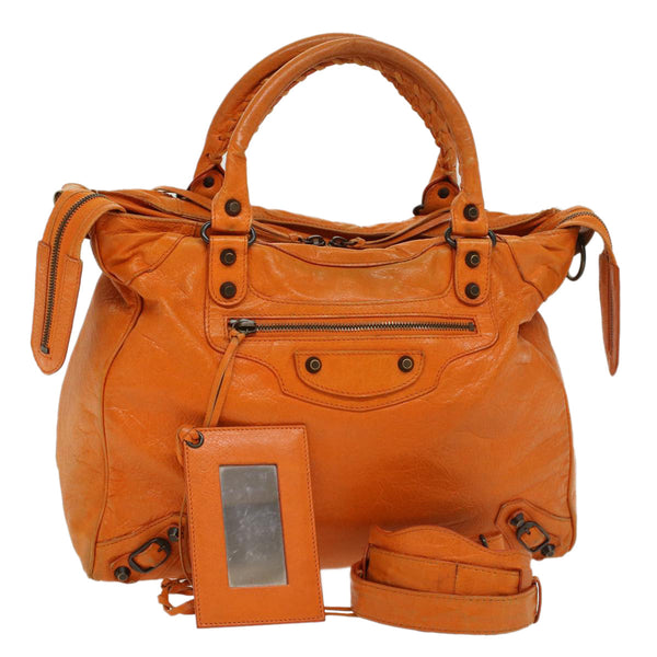 Balenciaga Vero Hand Bag Leather 2way Orange | Designer Luxury Handbag