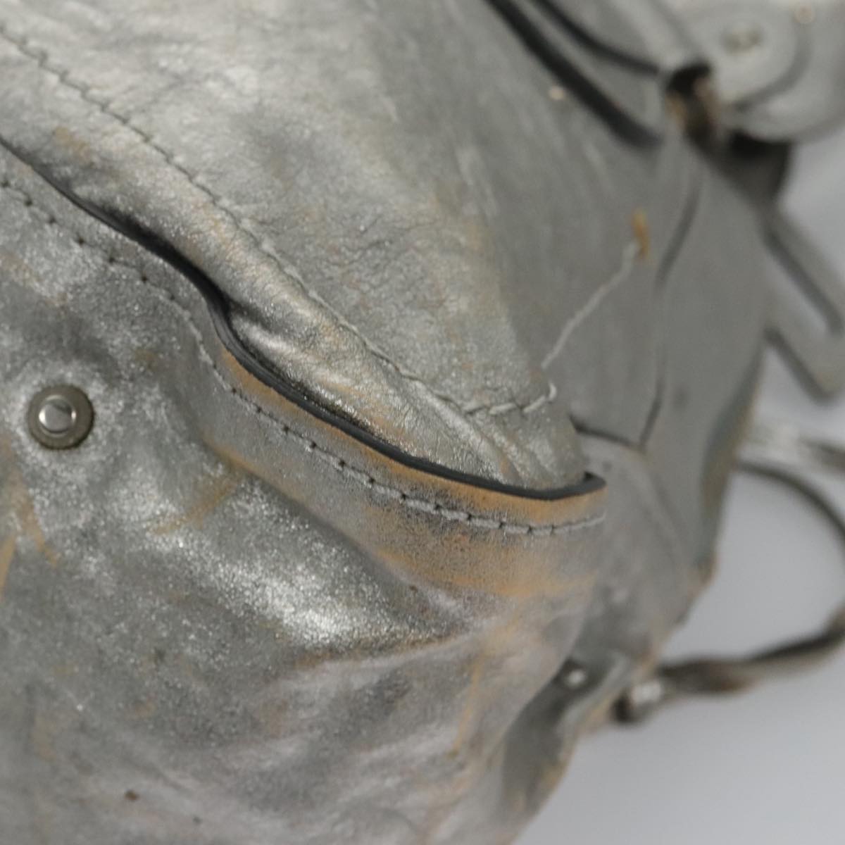 Side view of Chloe handbag Silver premium designer bag
