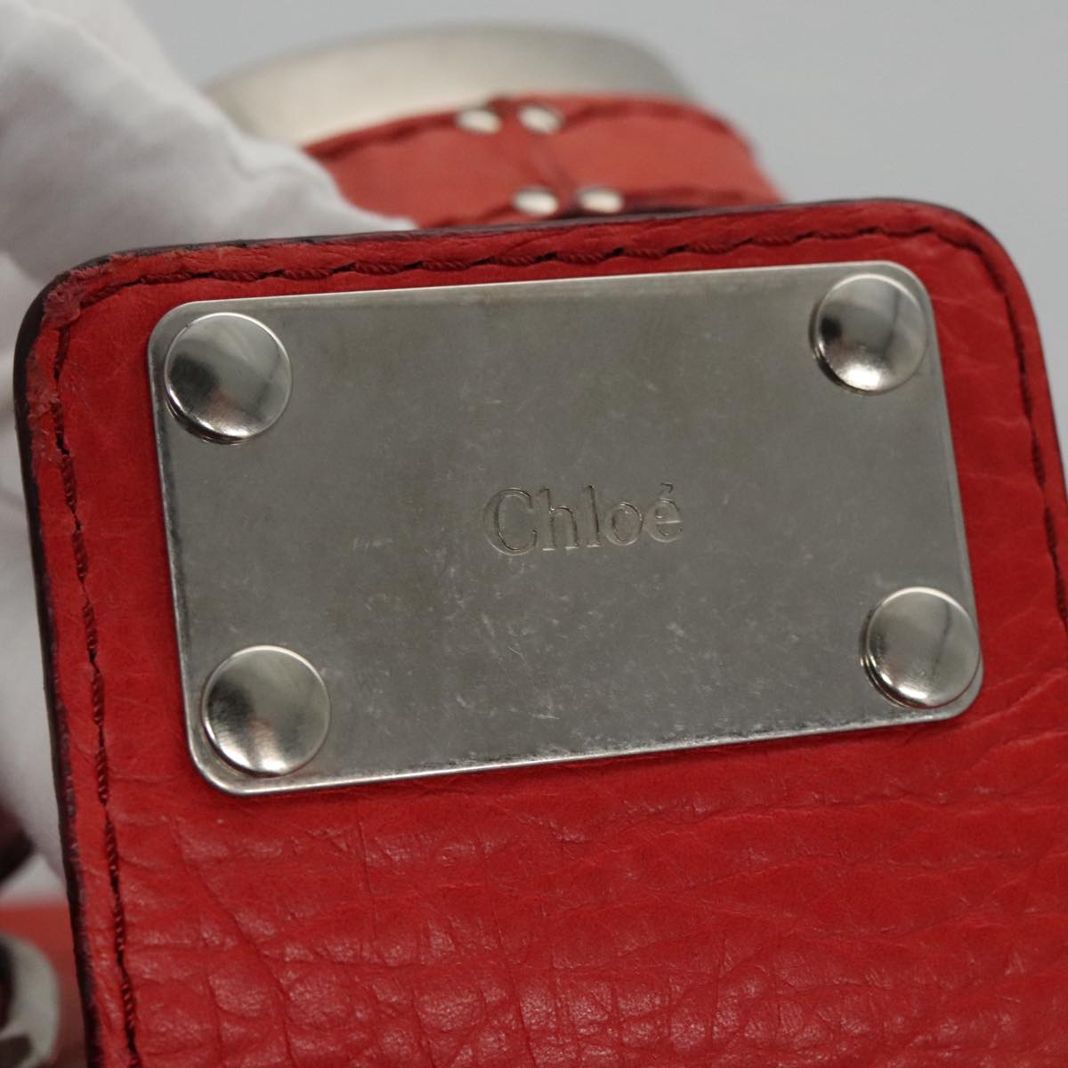 Chloe authentic luxury handbag Red leather craftsmanship