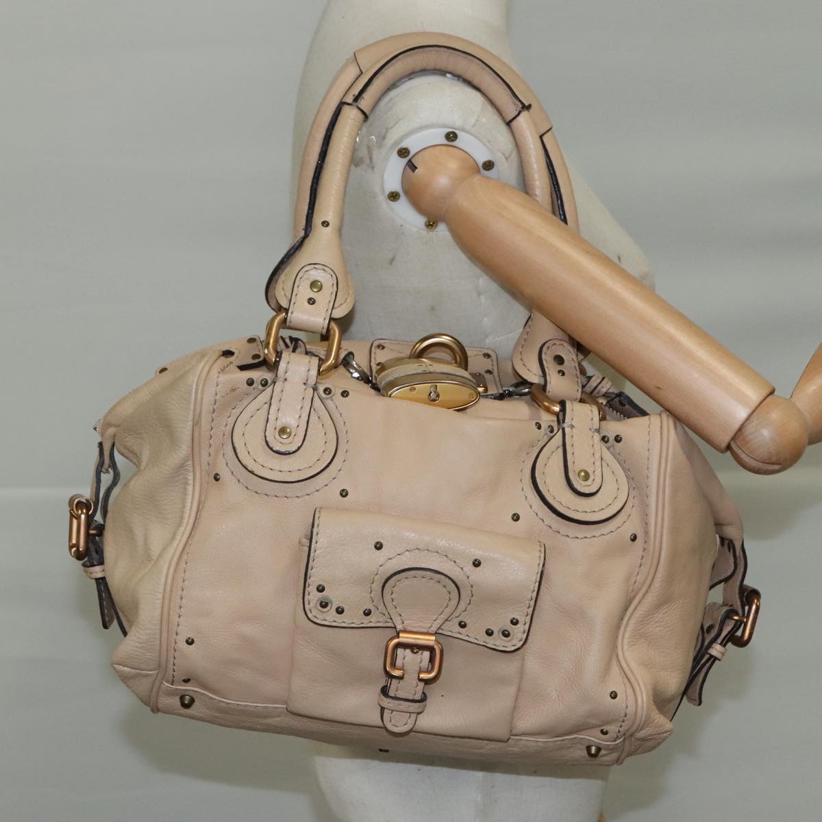 Side view of Chloe handbag Beige premium designer bag