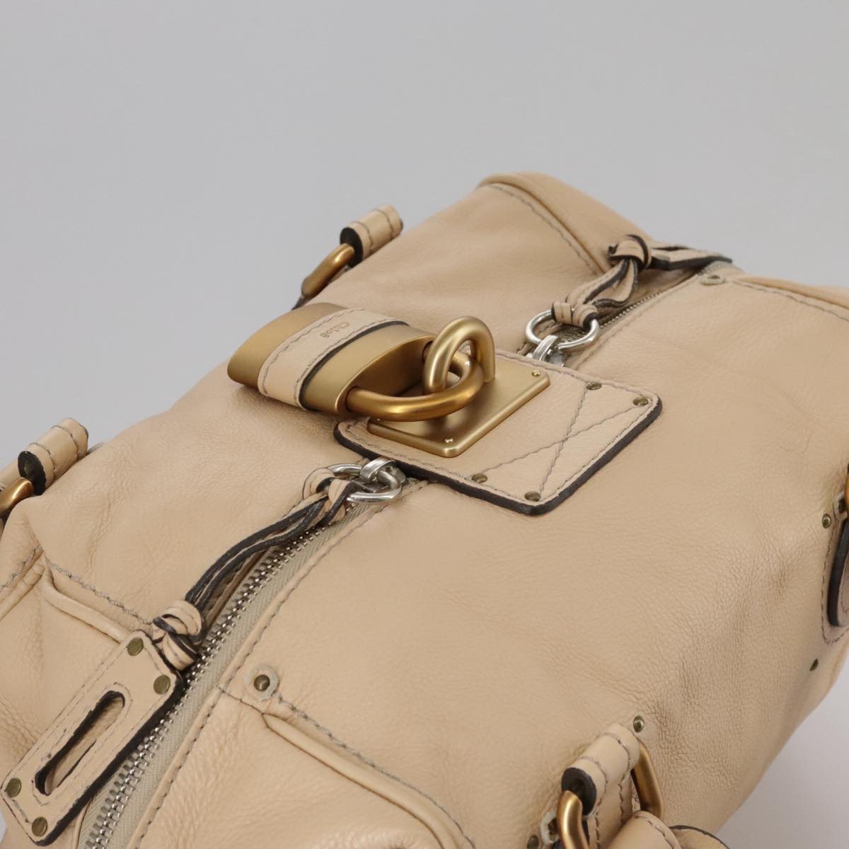 Chloe authentic luxury handbag Beige leather craftsmanship