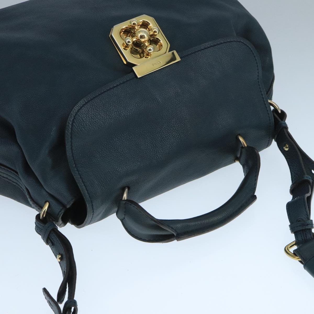 Side view of Chloe handbag Navy premium designer bag