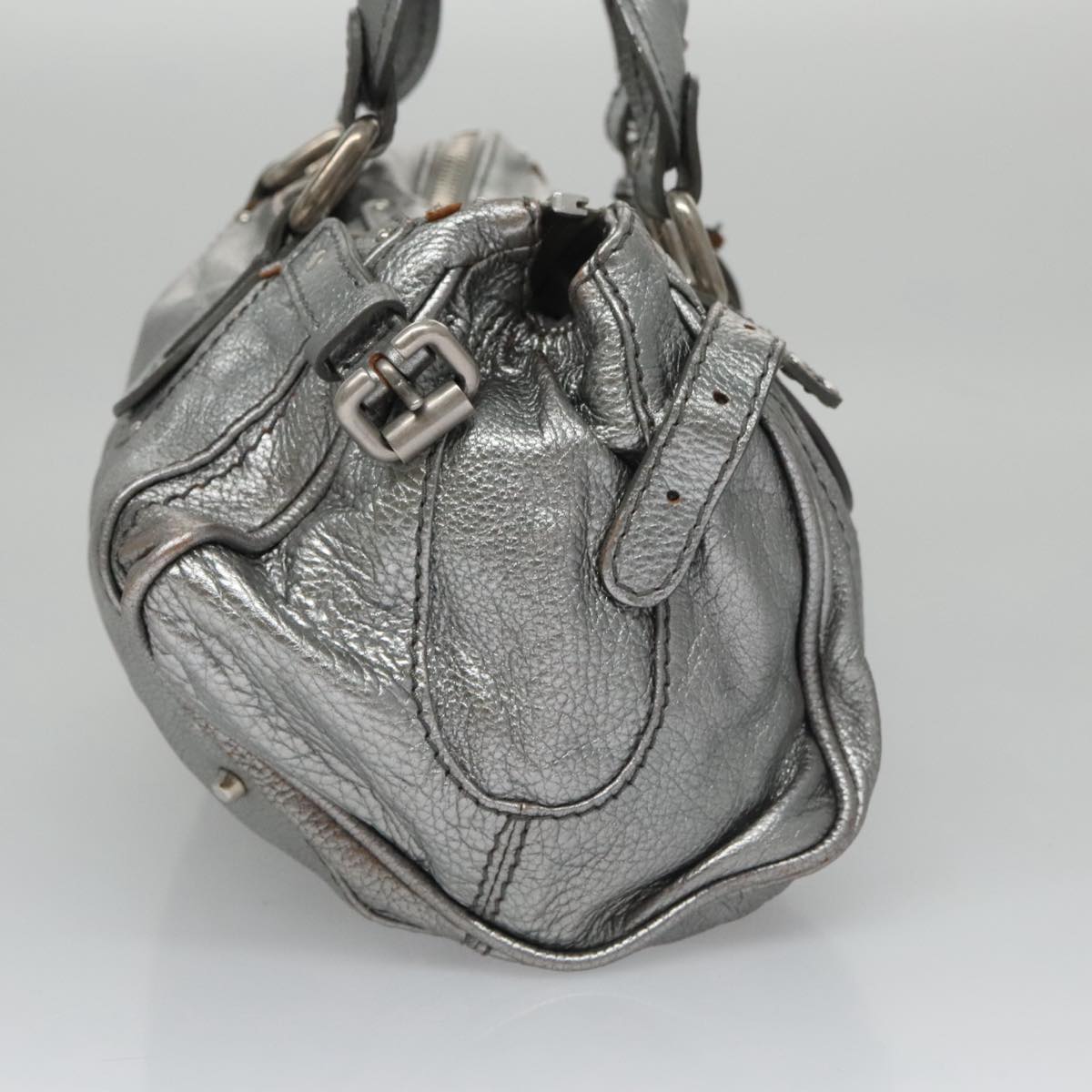 Chloe authentic luxury handbag Silver leather craftsmanship