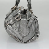 Chloe authentic luxury handbag Silver leather craftsmanship