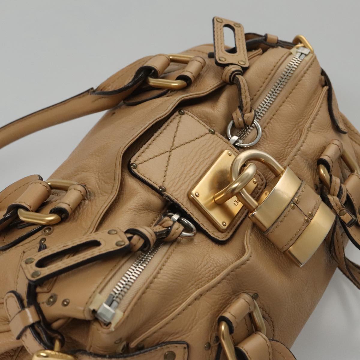 Side view of Chloe handbag Beige premium designer bag