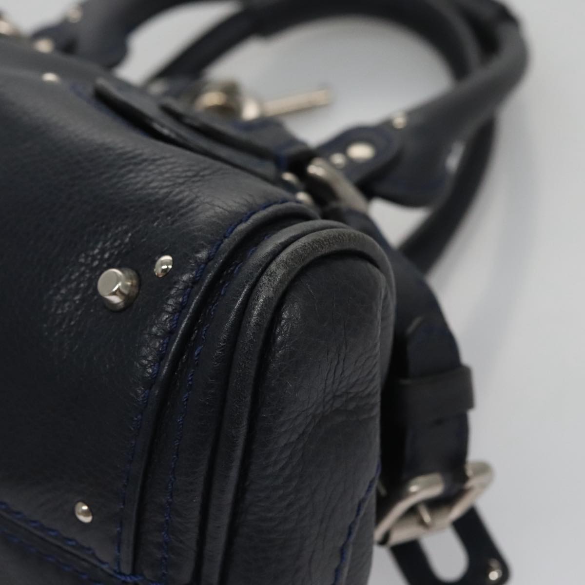 Side view of Chloe handbag Navy premium designer bag