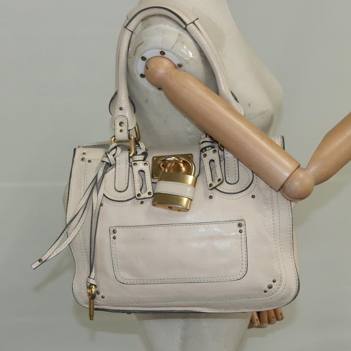 Side view of Chloe handbag Cream premium designer bag