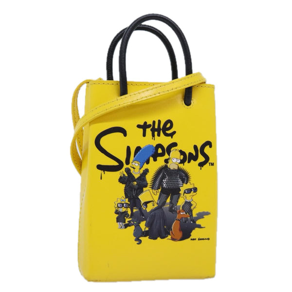 Balenciaga Phone Folder The Simpsons Bag Leather 2way Yellow 593826 | Designer Luxury Handbag