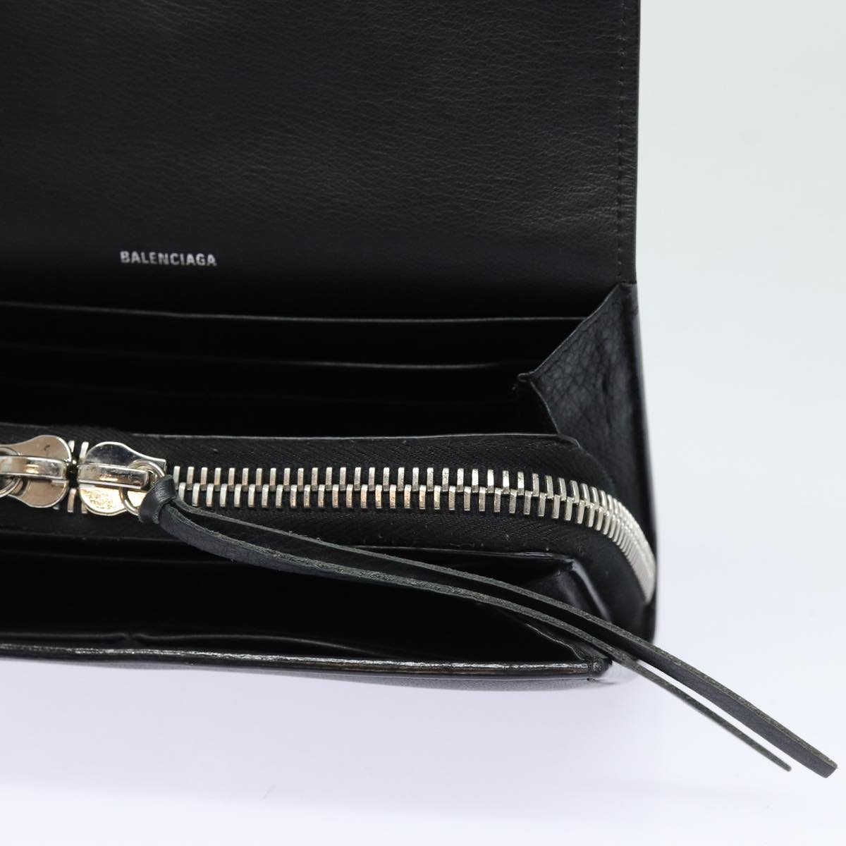 Balenciaga Paper Manny Long Wallet Leather Black Silver 371661 | Luxury Leather Wallet