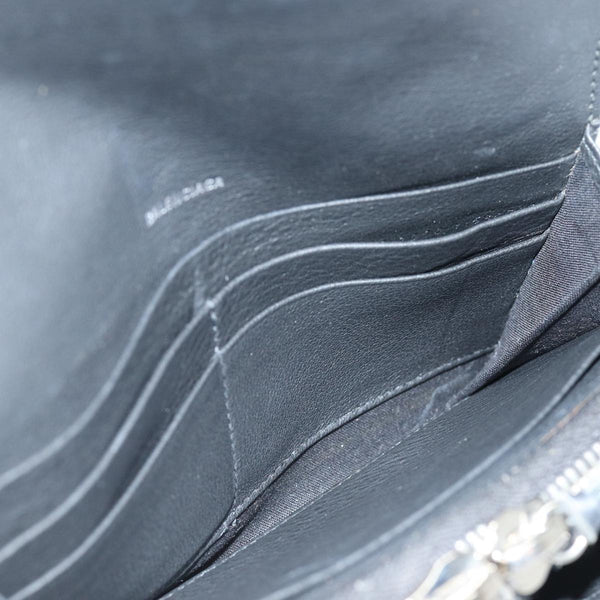 Balenciaga Paper Manny Long Wallet Leather Black Silver 371661 | Luxury Leather Wallet