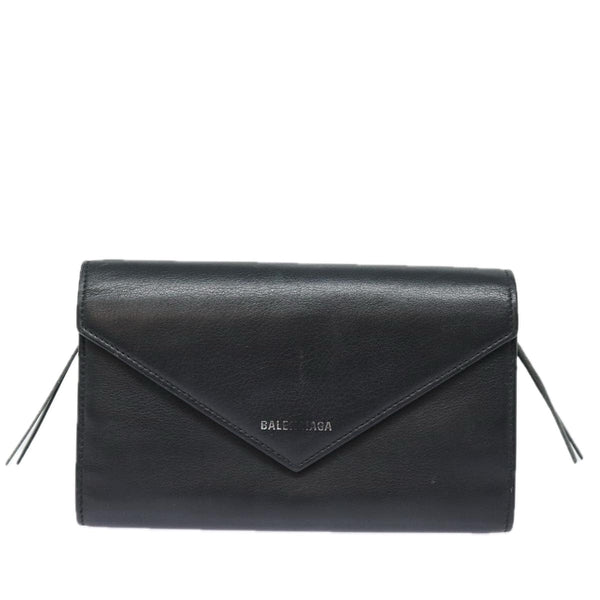 Balenciaga Paper Manny Long Wallet Leather Black Silver 371661 | Luxury Leather Wallet