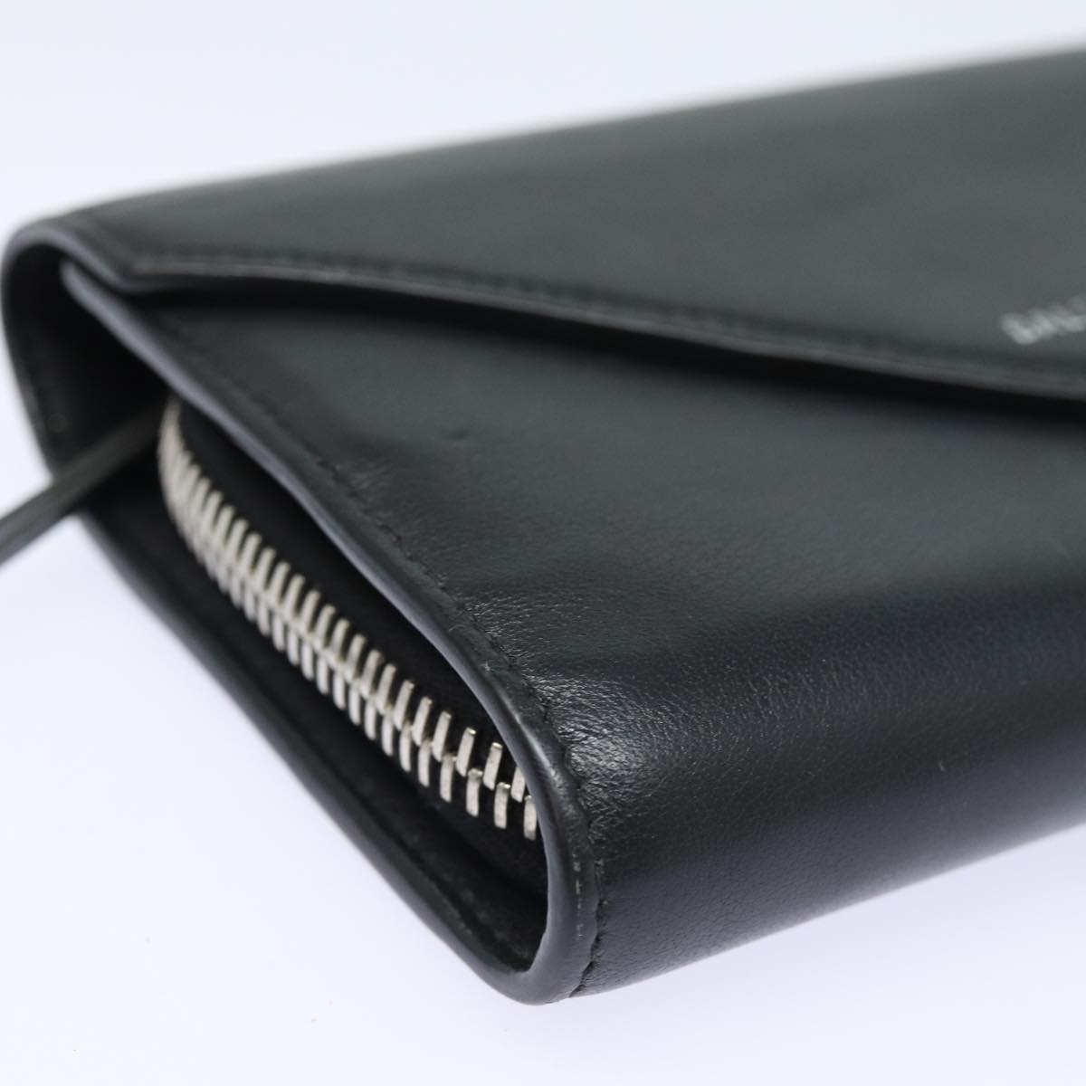 Balenciaga Paper Manny Long Wallet Leather Black Silver 371661 | Luxury Leather Wallet