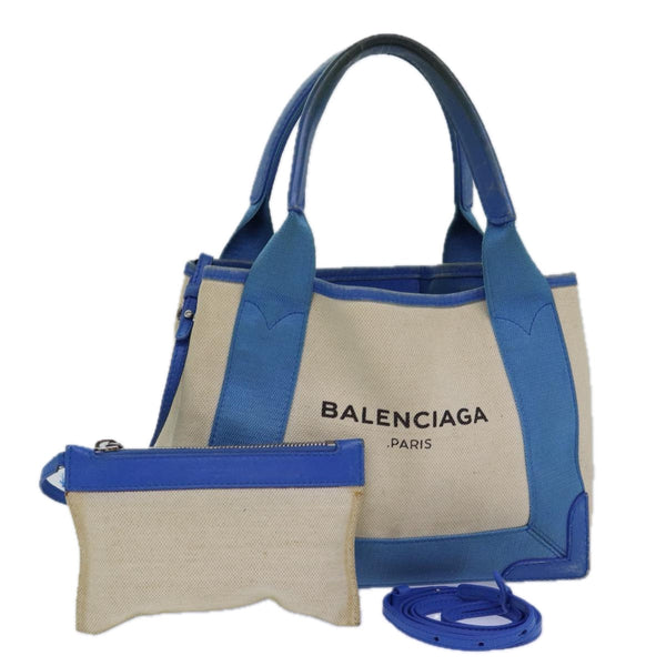 Balenciaga Navy Kabas XS Bag Canvas Leather 2way Blue Silver 390346 | Designer Luxury Handbag