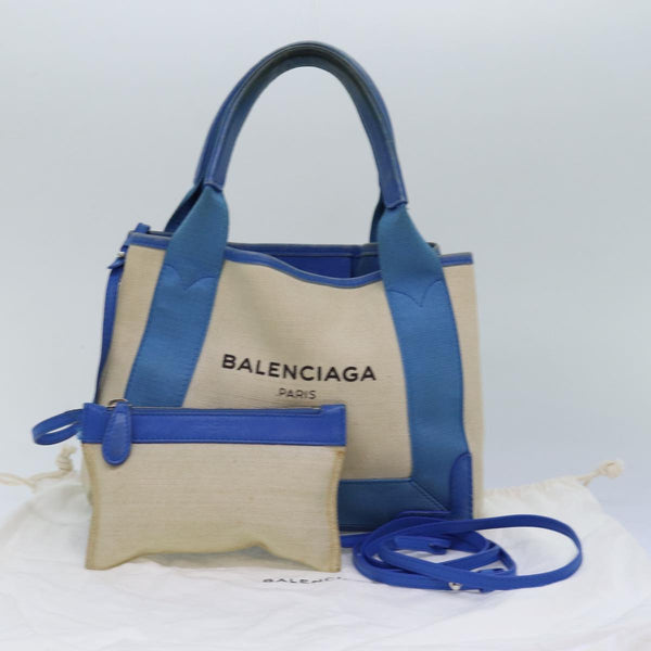 Balenciaga Navy Kabas XS Bag Canvas Leather 2way Blue Silver 390346 | Designer Luxury Handbag