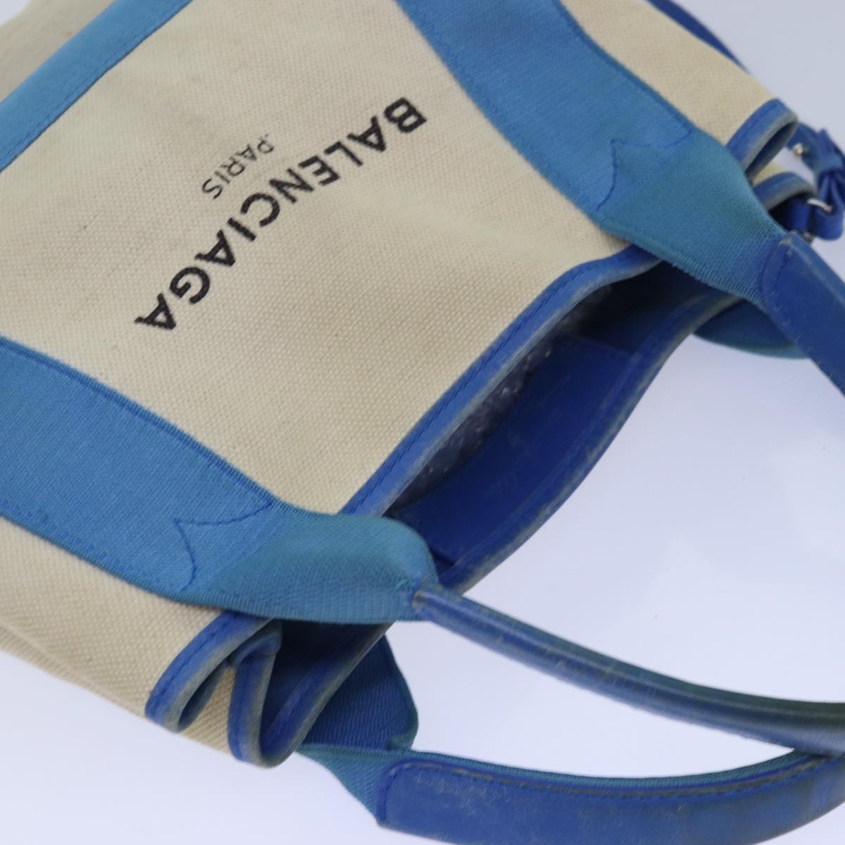 Balenciaga Navy Kabas XS Bag Canvas Leather 2way Blue Silver 390346 | Designer Luxury Handbag