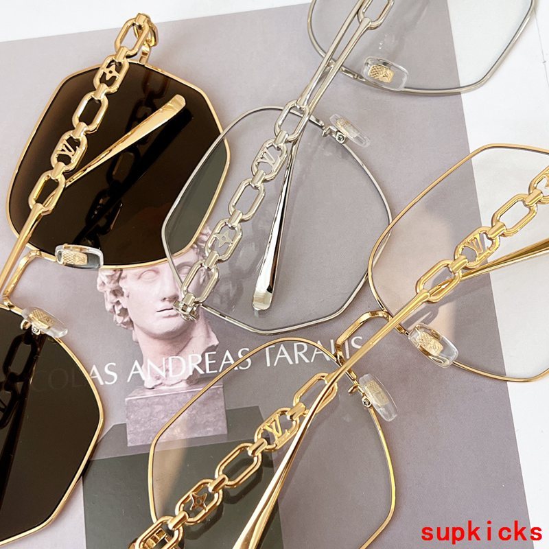 Close-up detail view of Louis Vuitton unisex sunglasses