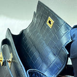 Side view of considered structured handbag