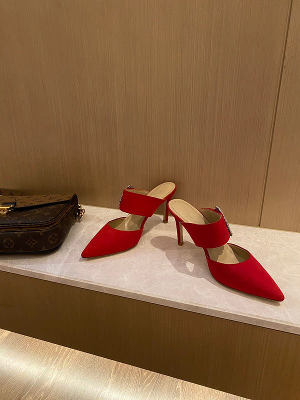 Louis Vuitton Nude Slingback Heels - Angled View