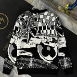 Side profile of Louis Vuitton luxury clothing with runway-inspired design