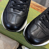Gucci crisp white luxury sneakers view 5 retro runner design
