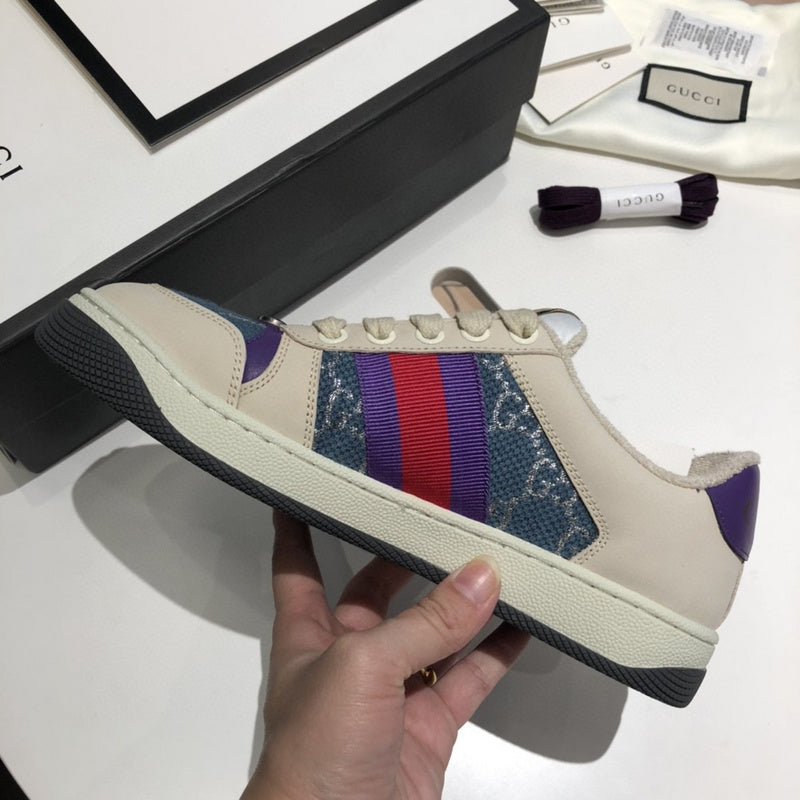 Gucci stone beige luxury sneakers view 7 bold athletic profile