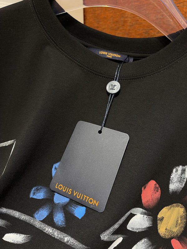 Close-up detail shot of Louis Vuitton cotton t-shirt with relaxed-fit cut