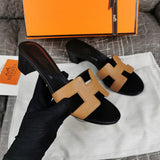 Hermès Grey Slide Sandals - Back View